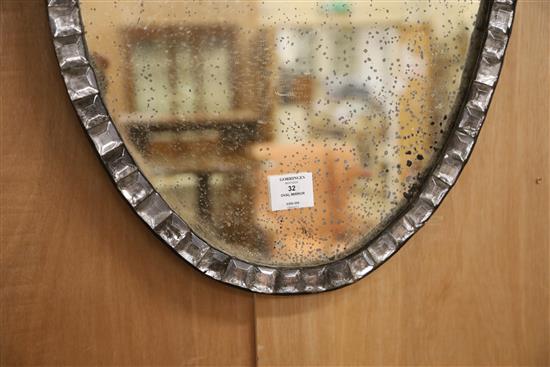 An Irish style oval mirror, W.42cm, H.62cm